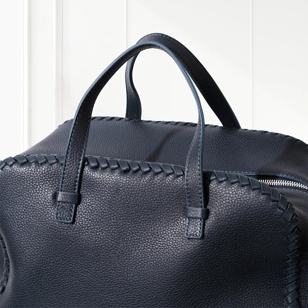 Small Boston Leather Tote Bag,Black