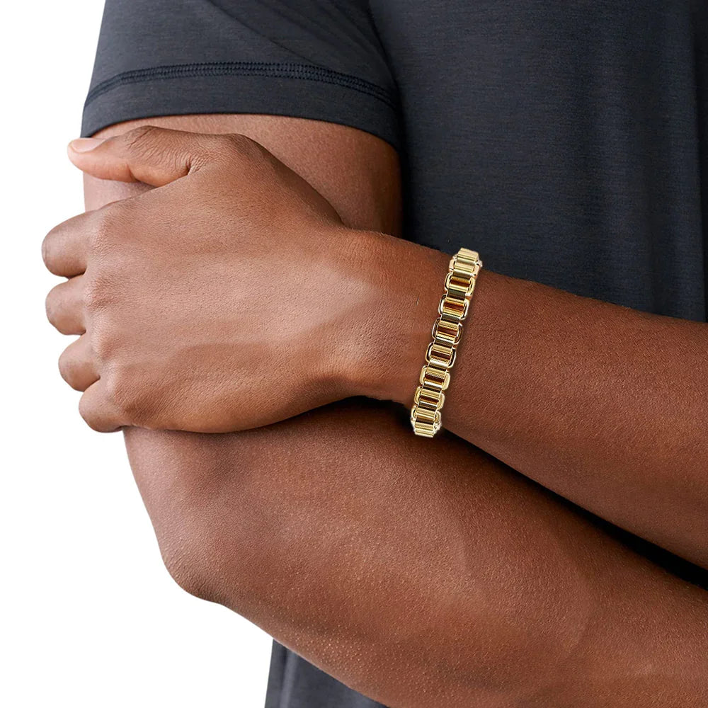 Men's Franco Link Bracelet – Stainless Steel with Yellow Finish