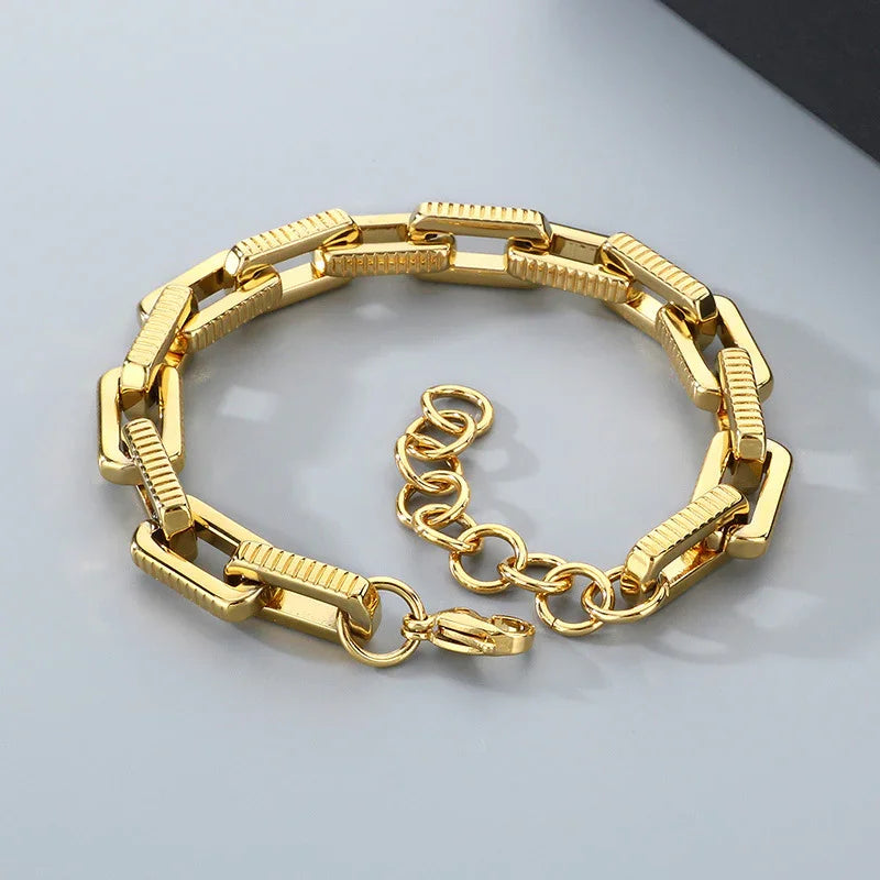 Gold 6mm Polished and Textured Fancy Link Bracelet
