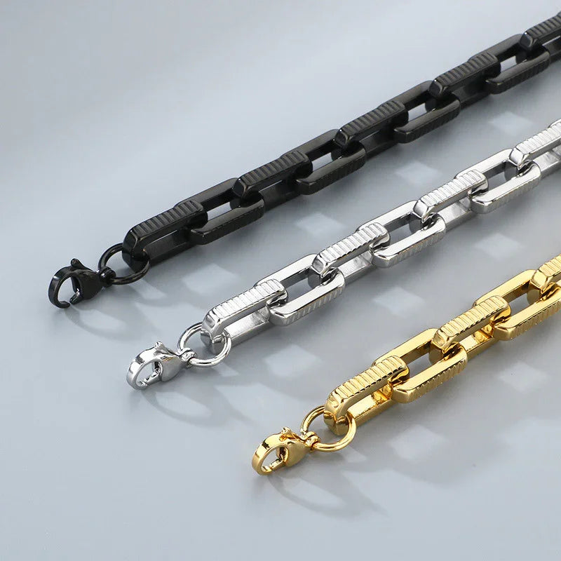 Gold 6mm Polished and Textured Fancy Link Bracelet