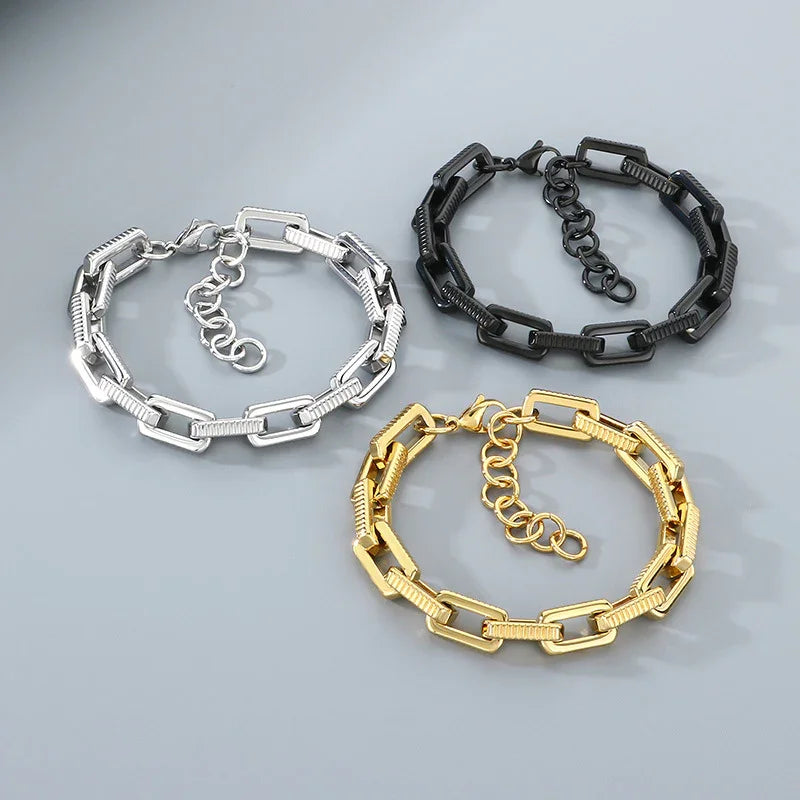 Gold 6mm Polished and Textured Fancy Link Bracelet