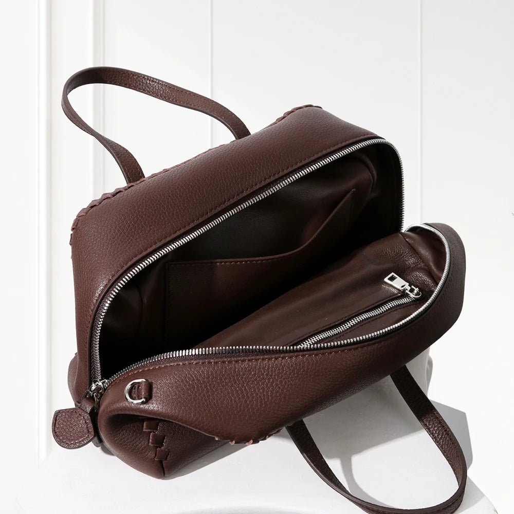 Small Boston Leather Tote Bag,Black