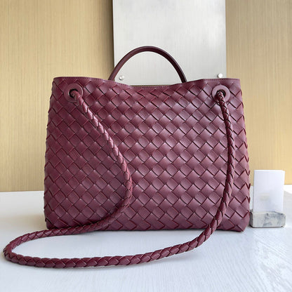 Medium braiding leather shoulder bag ,Burgundy