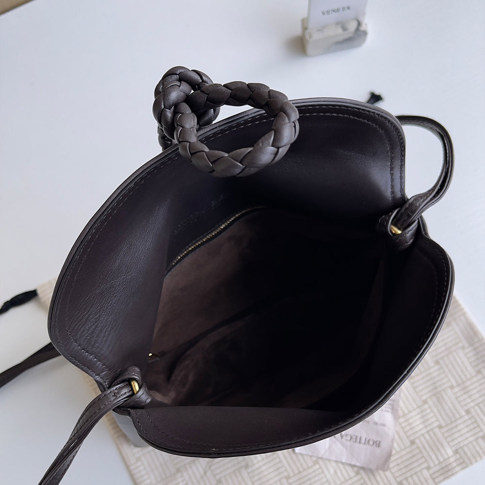 Smooth Calf Leather Bag With Double Flap Crossbody Bag,Mocha【KE-BT68】