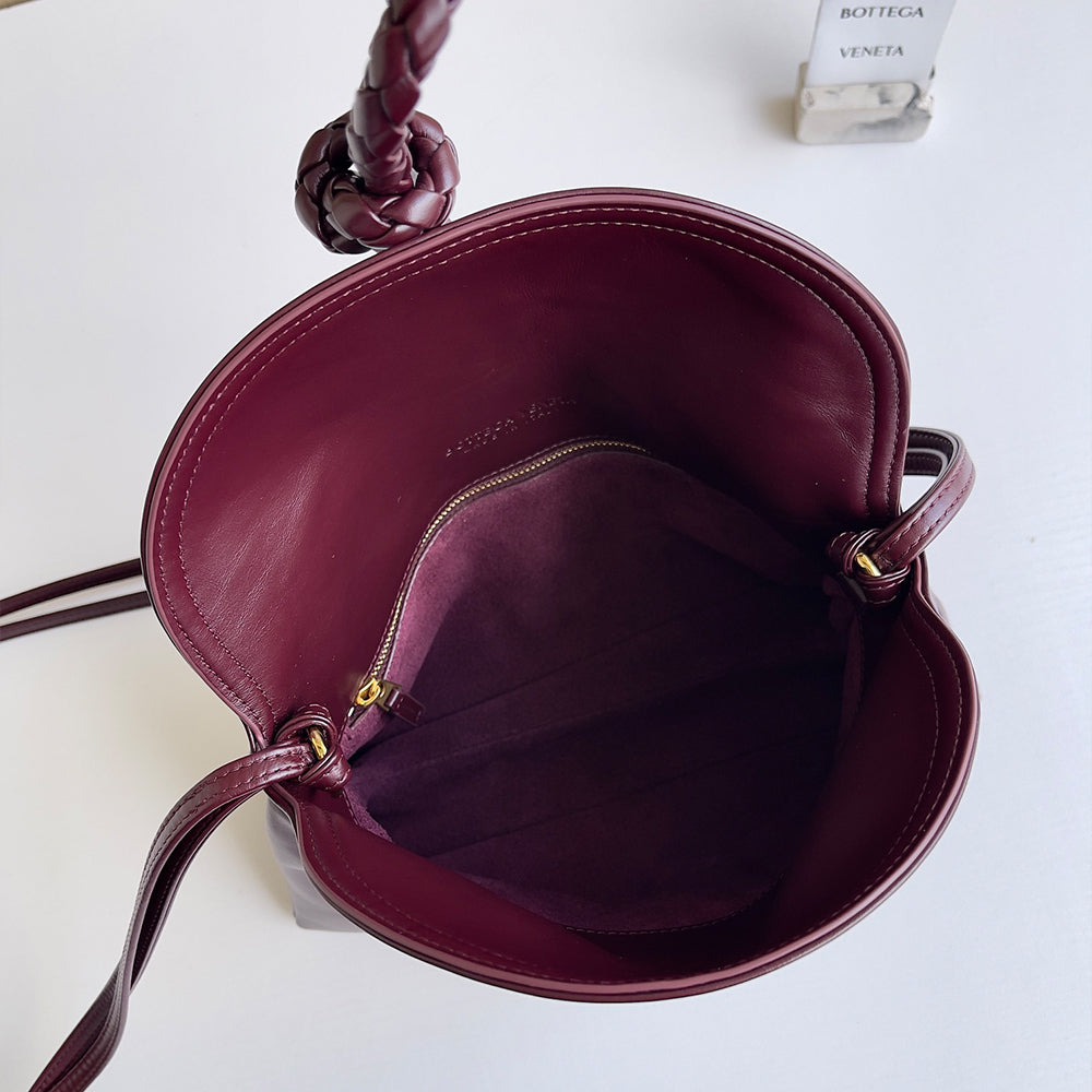 Smooth Calf Leather Bag With Double Flap Crossbody Bag,Dark Red 【KE-BT68】