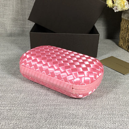 Luxury Woven Silk Clutch woven Pink Small Clutch with Knot Detail,Pink