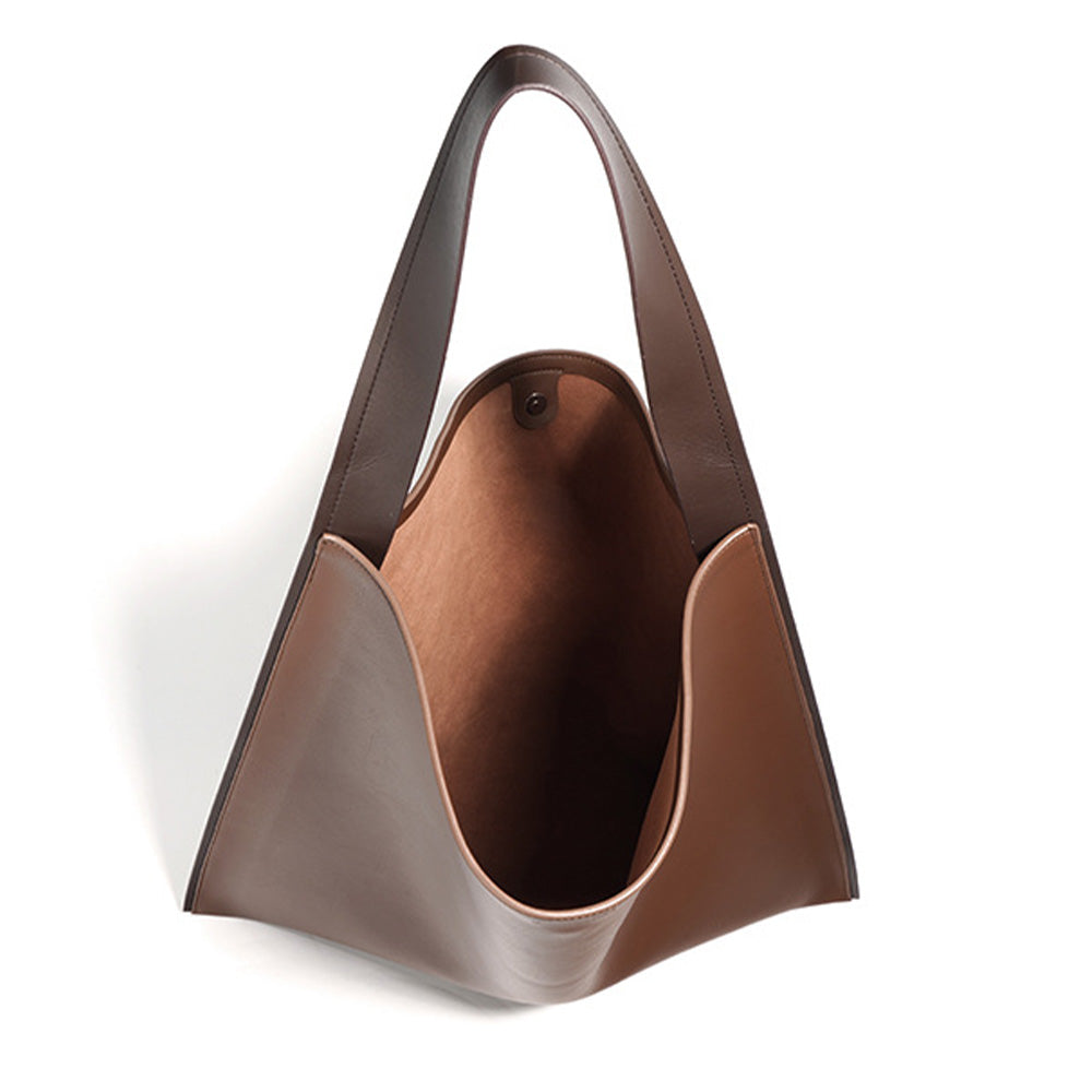 Basic Cowhide Leather Tote,brown