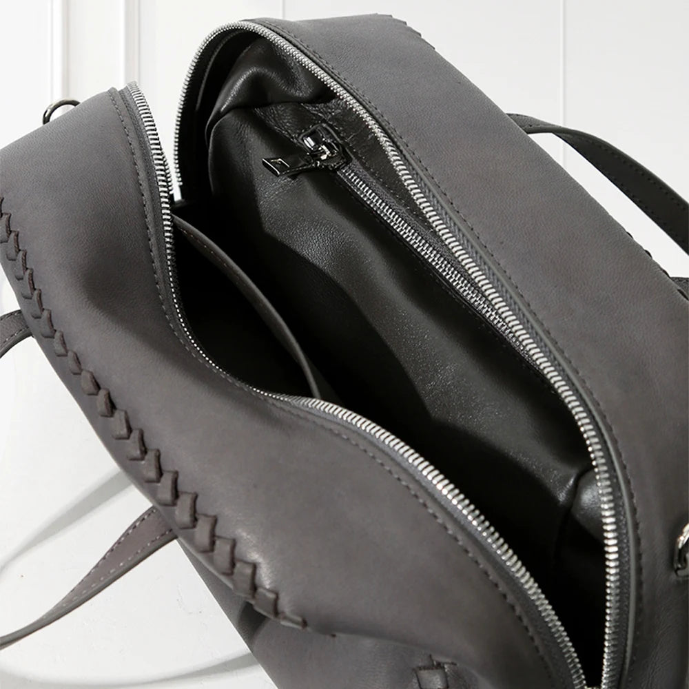 Luxury Line Mark Semi-Shoulder Boston Bag,Grey