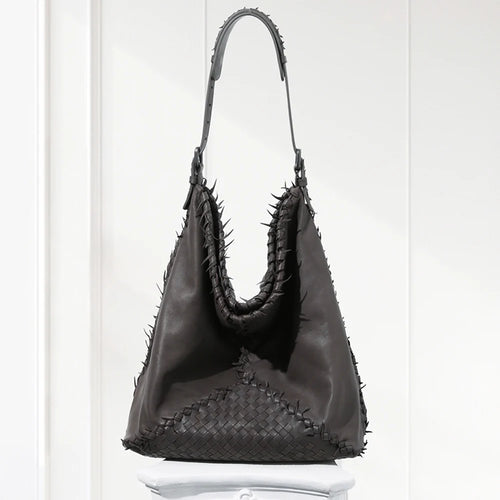 Bella Medium Leather Shoulder Bag,Brown