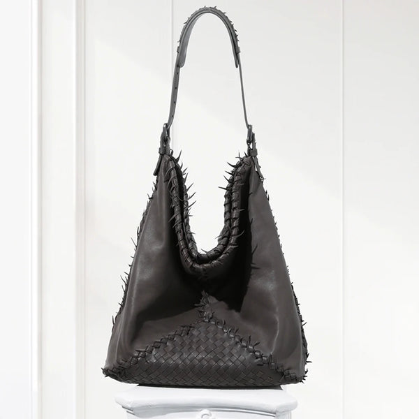 Bella Medium Leather Shoulder Bag,Brown