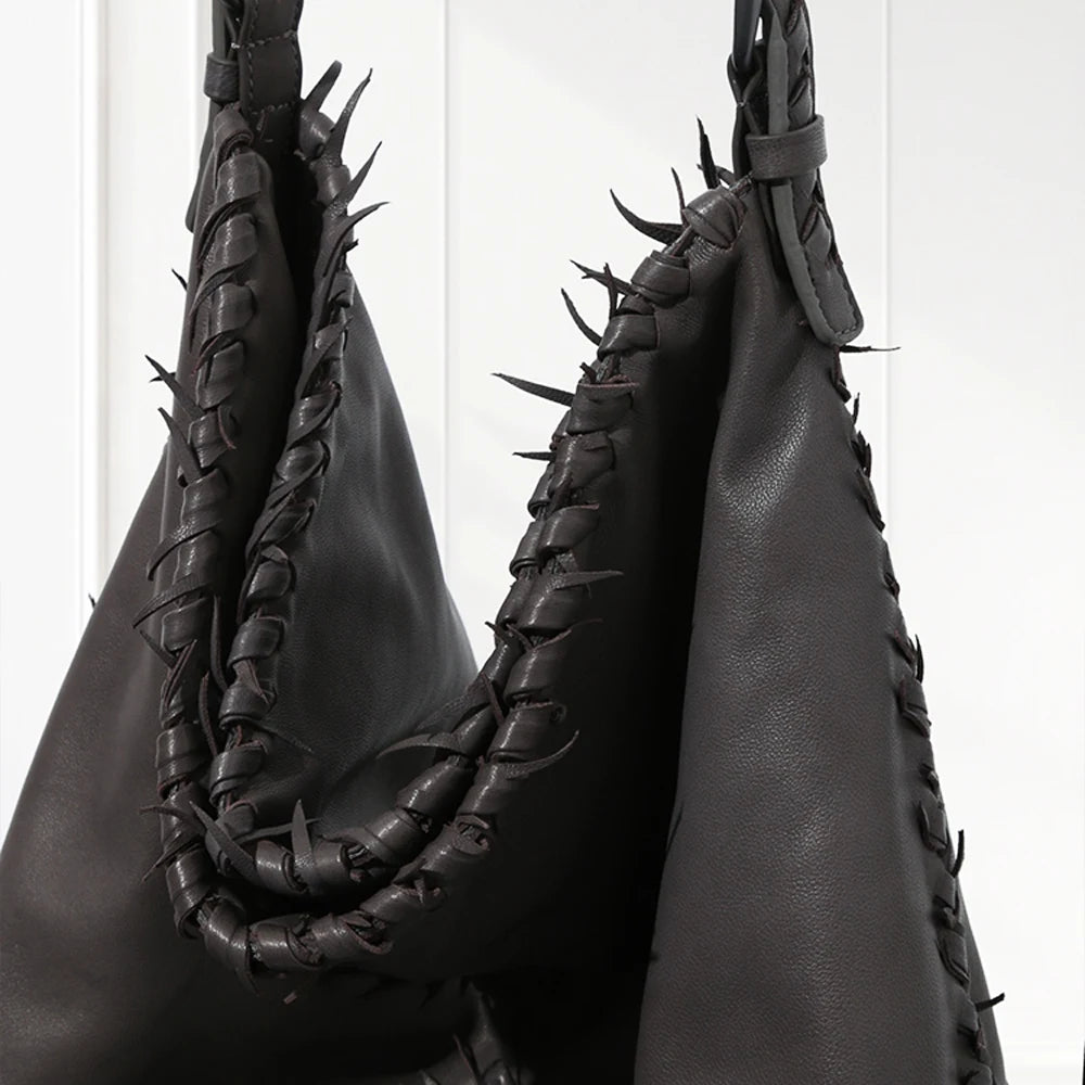 Bella Medium Leather Shoulder Bag,Brown