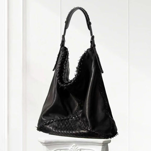 Medium Leather Shoulder Bag | Luxury Black Genuine Leather Handbag