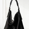 Medium Leather Shoulder Bag | Luxury Black Genuine Leather Handbag