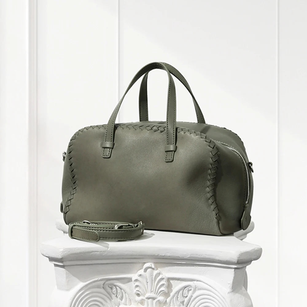 Luxury Line Semi-Shoulder Boston Bag,Black