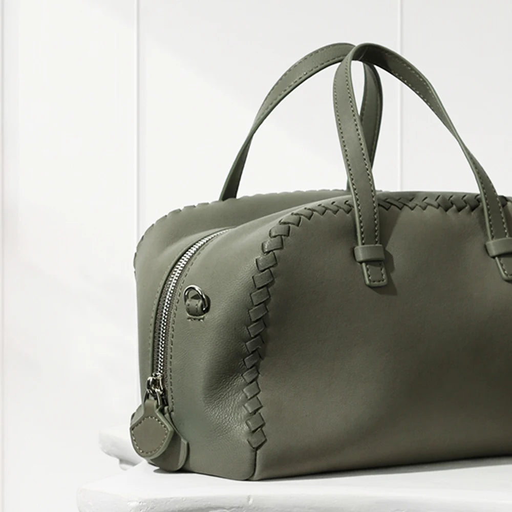 Luxury Line Semi-Shoulder Boston Bag,Black