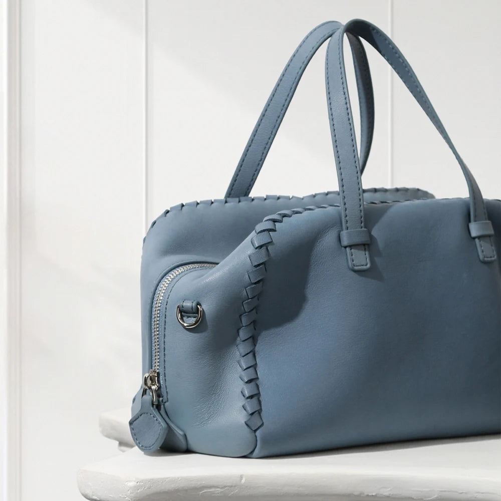 Luxury Line Mark Semi-Shoulder Boston Bag,Grey