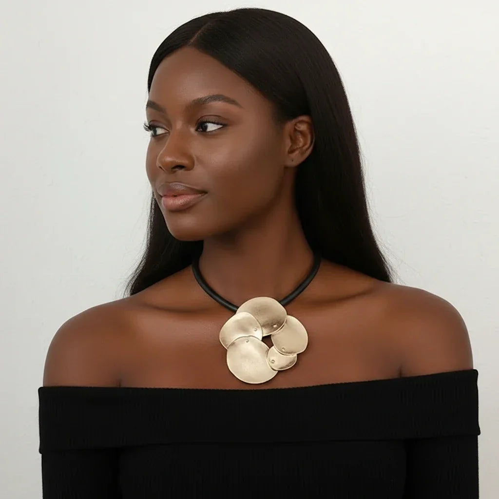 Modern Abstract Gold Pendant Necklace