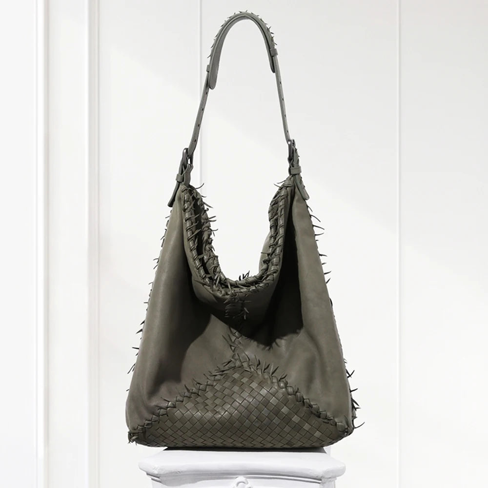 Medium Leather Shoulder Bag | Luxury Green Genuine Leather Handbag