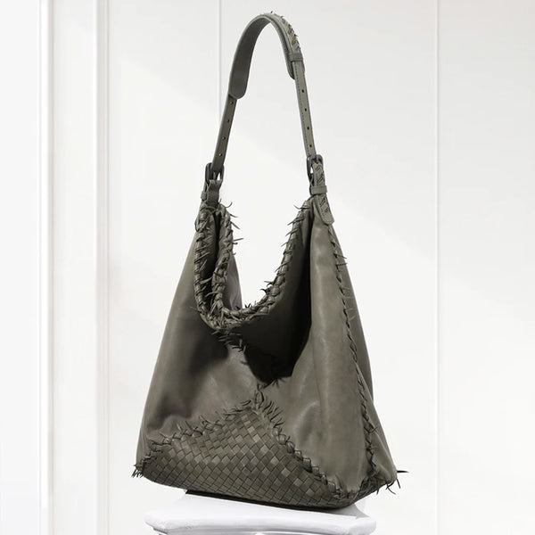 Bella Medium Leather Shoulder Bag,Green