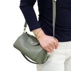 Mini Barrel Shoulder Bag – 100% Calfskin Leather Handbag for Women