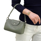 Mini Barrel Shoulder Bag – 100% Calfskin Leather Handbag for Women
