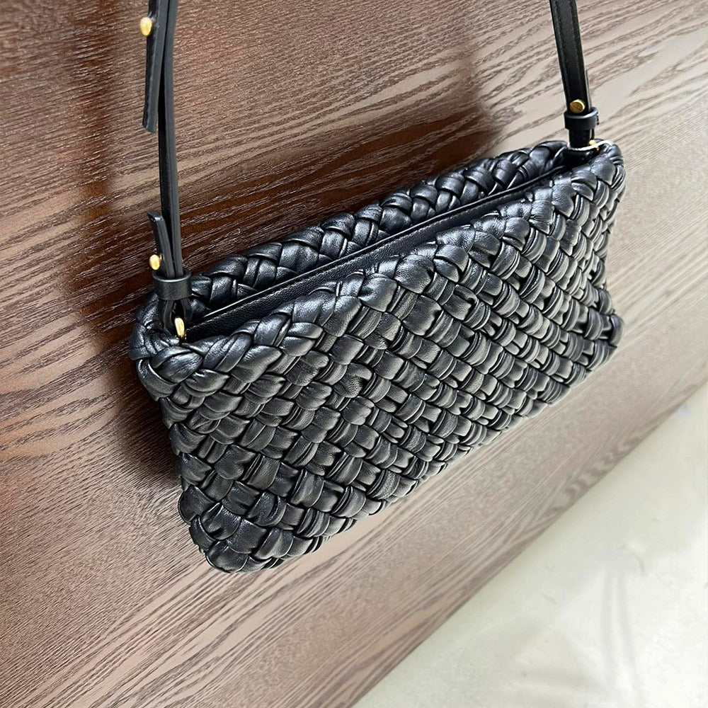 Leather Crossbody Purse Bag woven Leather Shoulder Bag 9KH-C