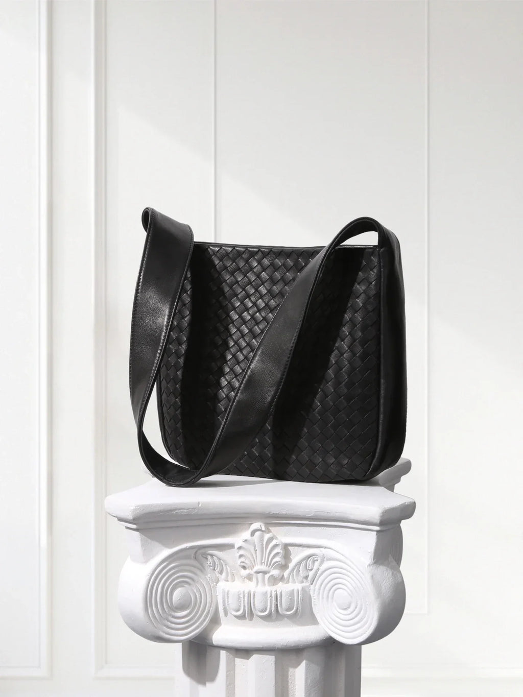 Woven Lambskin Crossbody Bag – Elegant Edge Bound Design