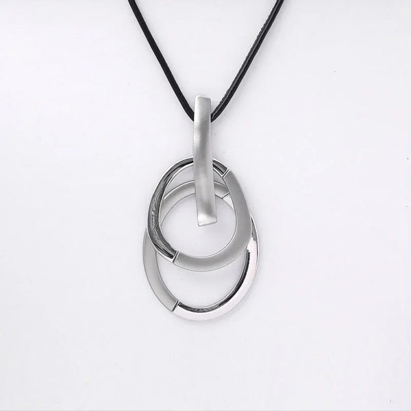 Modern Interlocking Silver Pendant Necklace