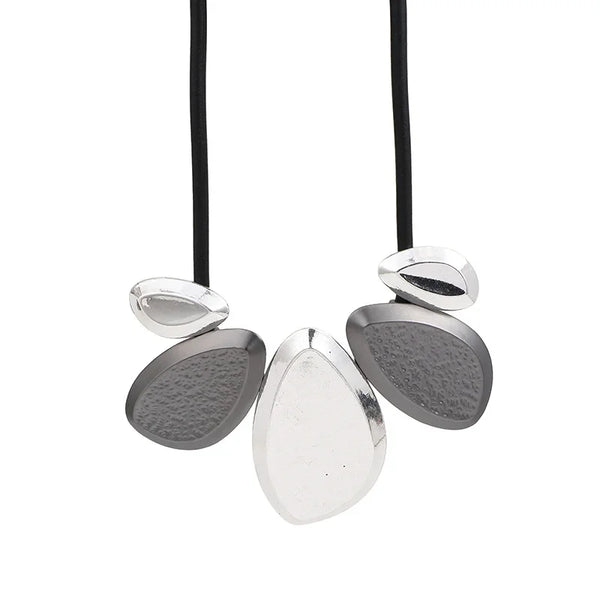 Modern Geometric Silver Statement Necklace