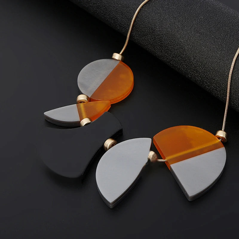 Chunky Orange & Silver Acrylic Jewelry for Women