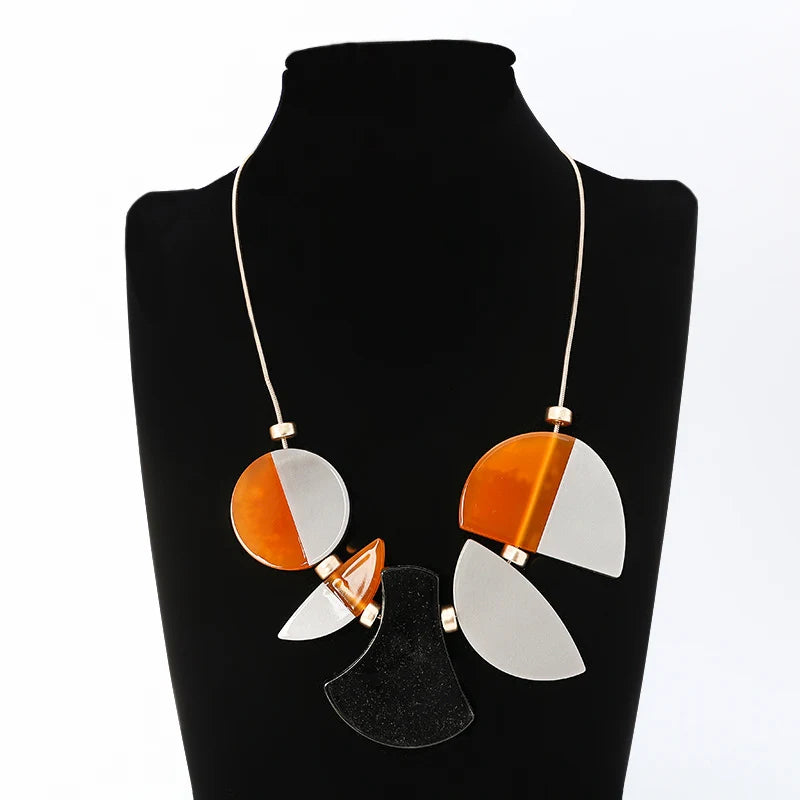 Chunky Orange & Silver Acrylic Jewelry for Women
