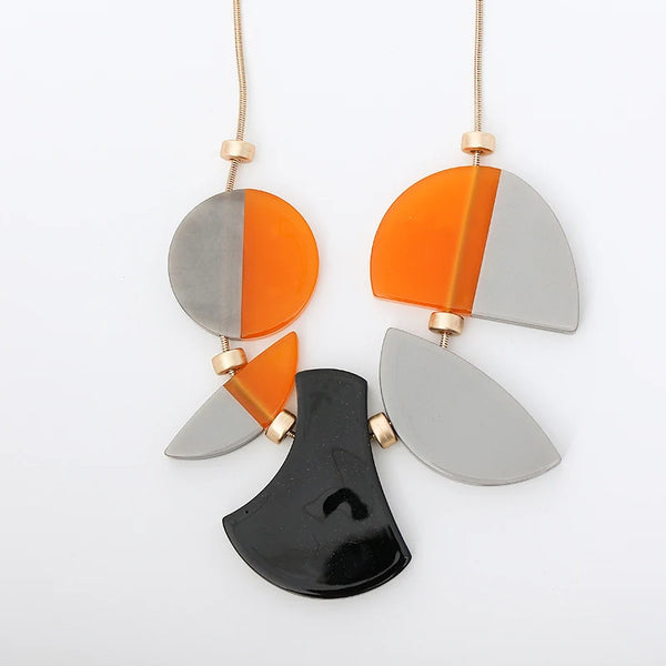 Firebird Statement Necklace – Chunky Orange & Silver Acrylic Jewelry