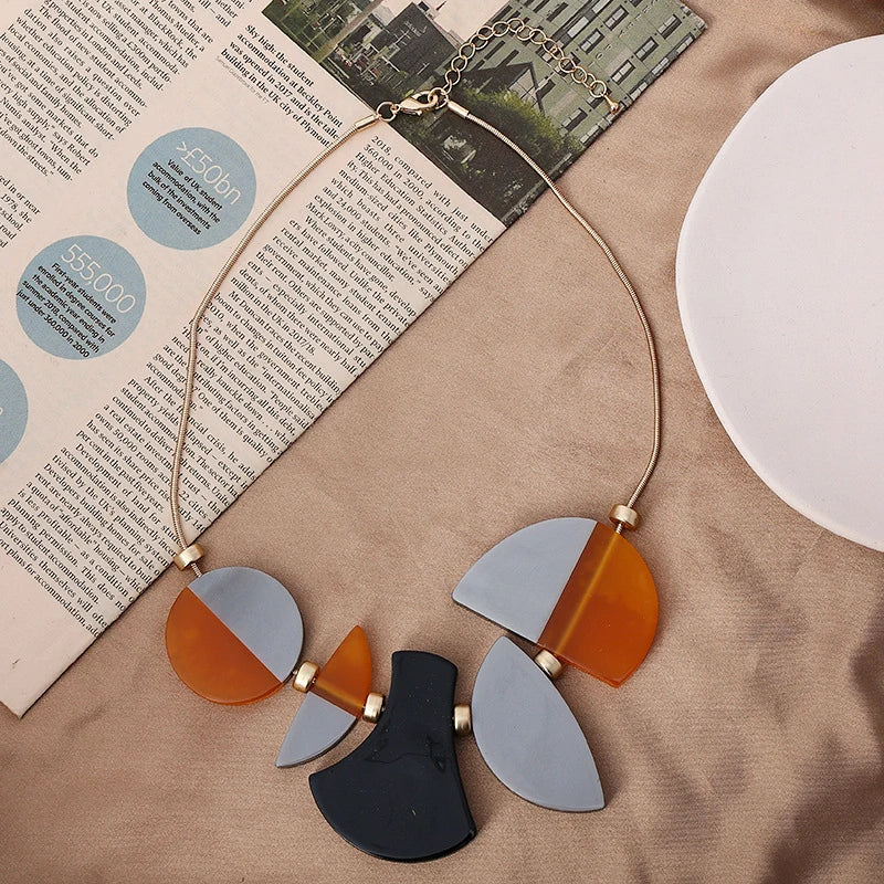 Chunky Orange & Silver Acrylic Jewelry for Women