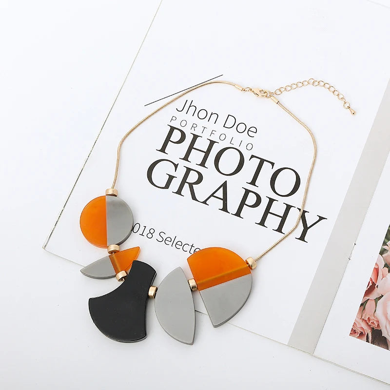 Chunky Orange & Silver Acrylic Jewelry for Women