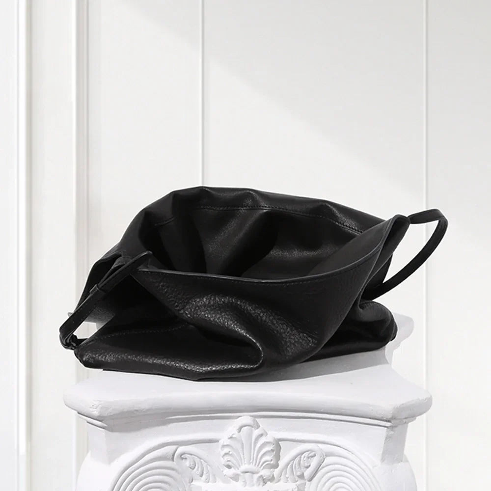 Minimalist Rectangular Leather Shoulder Bag Classic Everyday Tote for Women,black