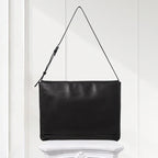Minimalist Rectangular Leather Shoulder Bag Classic Everyday Tote for Women,black