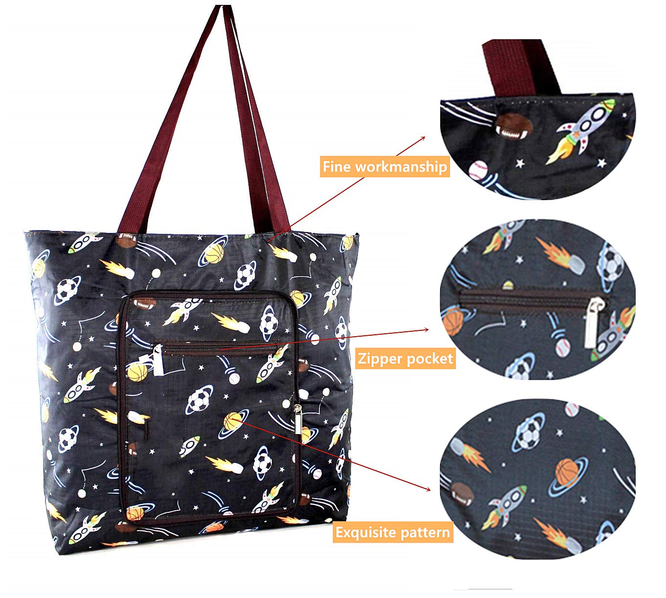 Reusable Shopping Bags Foldable Washable Waterproof Large Grocery Bags Heavy Duty With Zipper【3 Pack】 - CIVIBUY