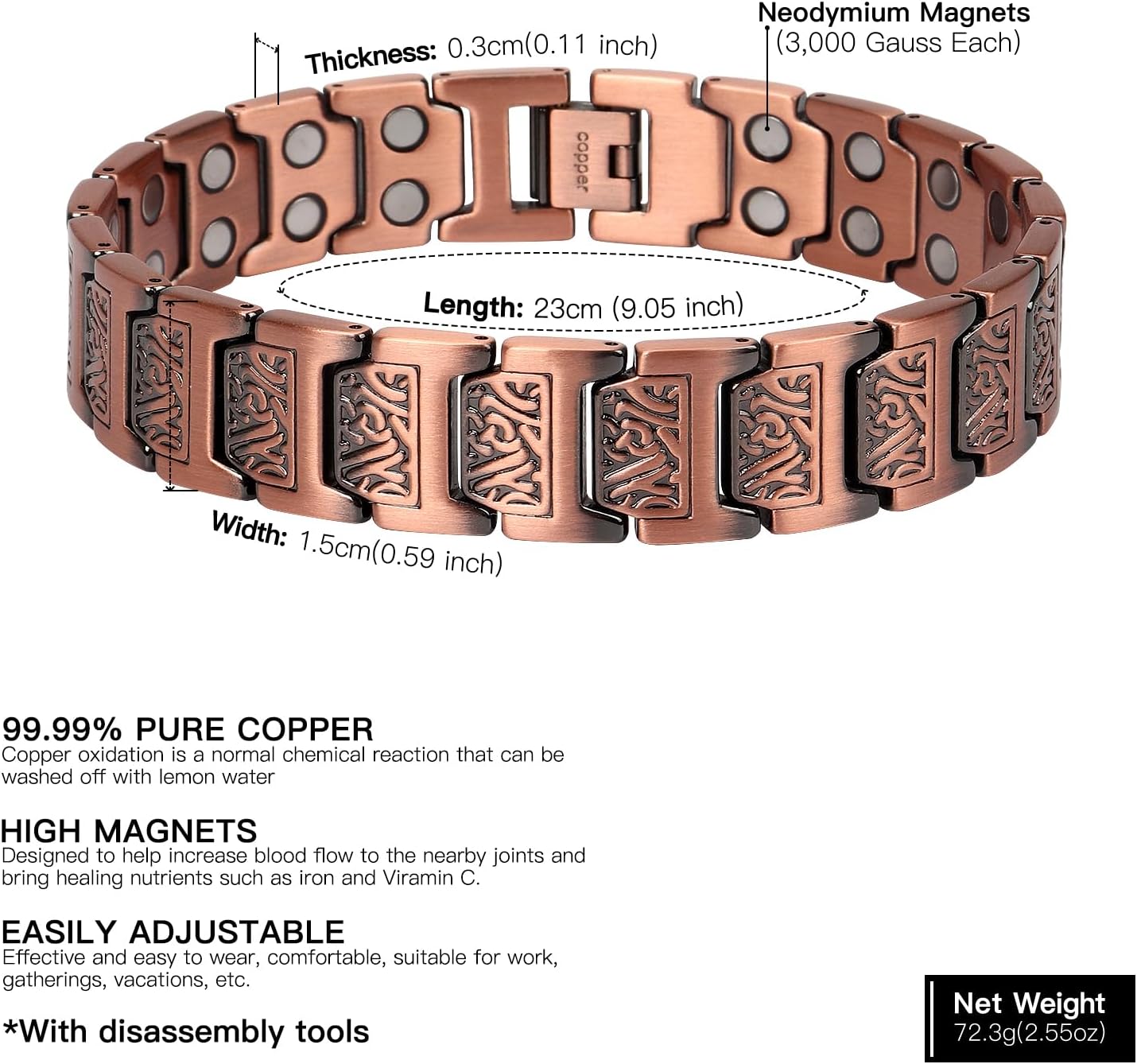 Copper Bracelet for Men Power Magnetic Bracelets - Dad Golf Bracelet