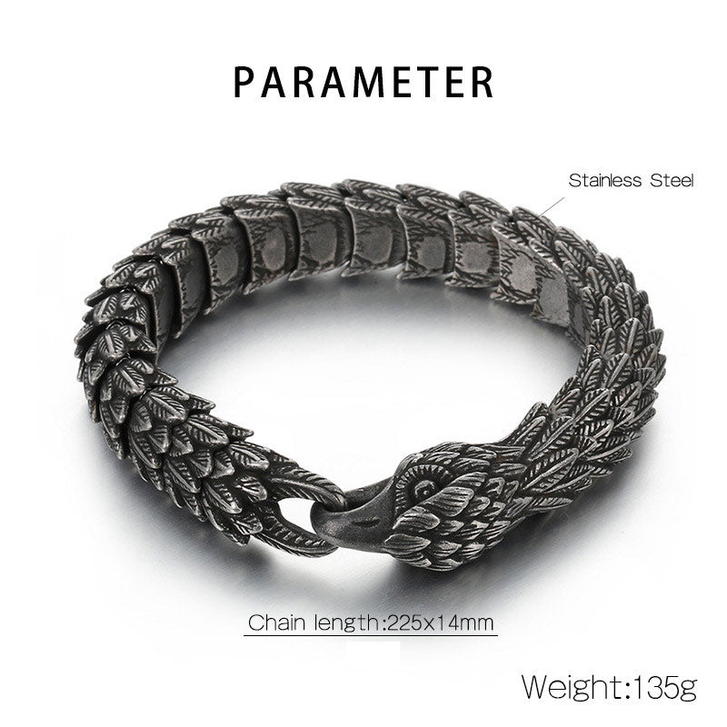 Eagle stainless steel heavy bracelet for men biker style bracelet - CIVIBUY