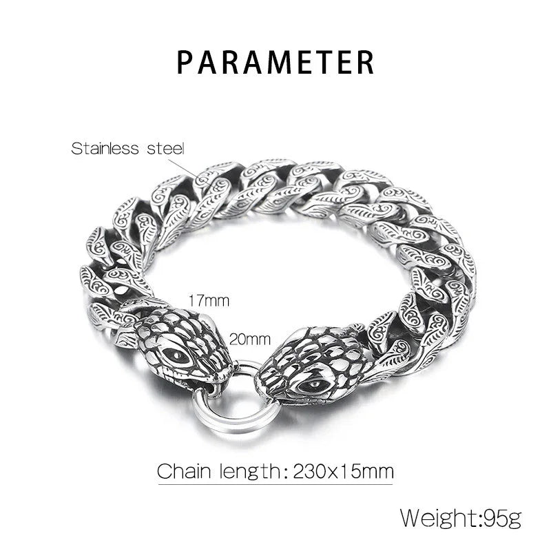 stainless steel bracelet for men snake style bracelet K-6 - CIVIBUY