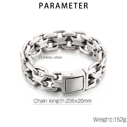 Heavy Motorcycle Double Link Chain Fashional Retro Strong Man Bracelet Gift - CIVIBUY