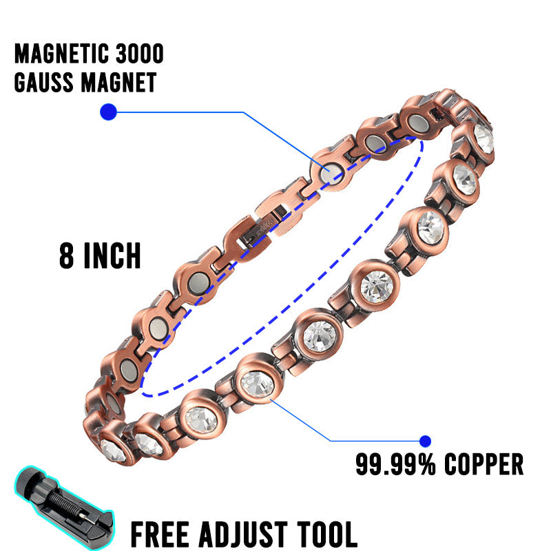 Sparkly Effective Women Magnetic zircon Copper Bracelets for Arthritis pains - CIVIBUY
