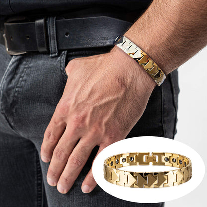 Therapy Pain Relif Chain Energy Magnetic Tungsten Gold Bracelet for Men