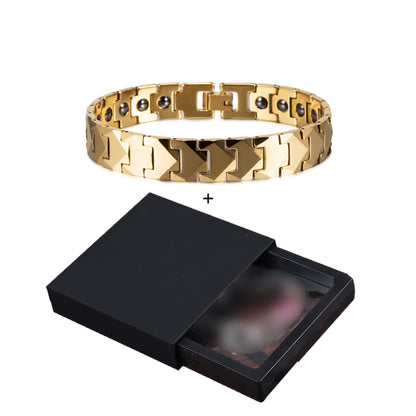 Therapy Pain Relif Chain Energy Magnetic Tungsten Gold Bracelet for Men