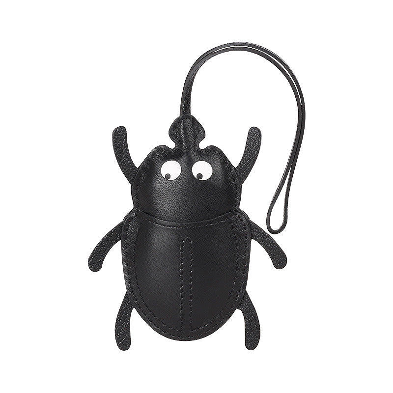 Lovely Beetle Lambskin Bag Charm Handmade Leather  Handbag Accessory