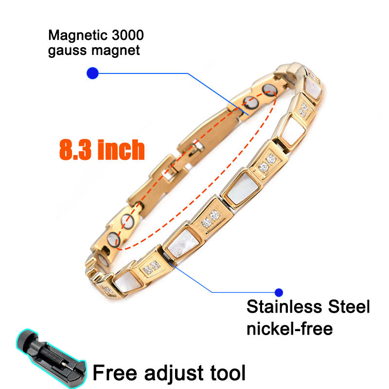 Nature shell Stainless Magnetic Therapy Bracelet Health Care Gift for mother 5D2H-F - CIVIBUY
