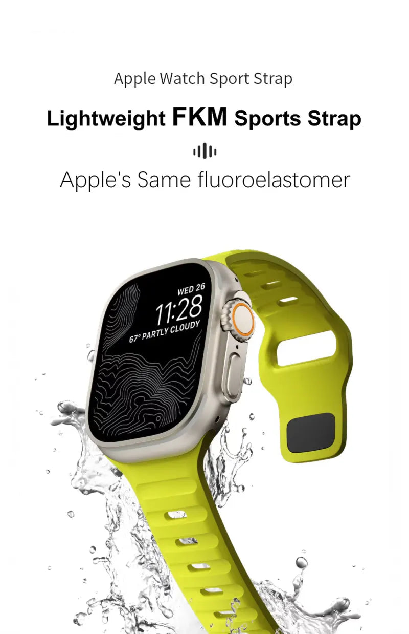 Rally FKM Rubber Watch Bands (Not Silicone) for apple watch Series 9/8/7/se/6/5 - CIVIBUY