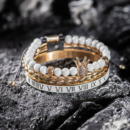 Crown King 18K Gold Beads Luxury Charm Fashion Jewelry【white】 - CIVIBUY