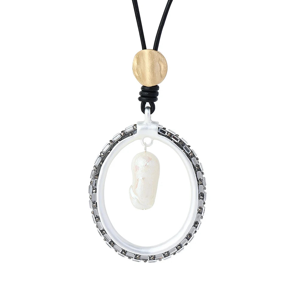 Mother of Pearl Leather Necklace