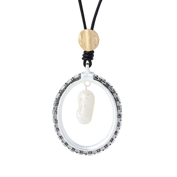 Mother of Pearl Leather Necklace